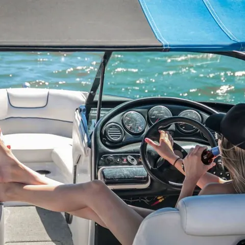 Vision board photo of a luxury boat trip — a travel goal to manifest