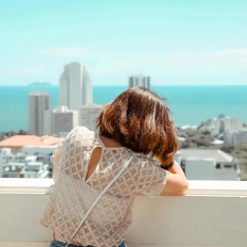 Vision board photo of a city apartment view — a dream home goal