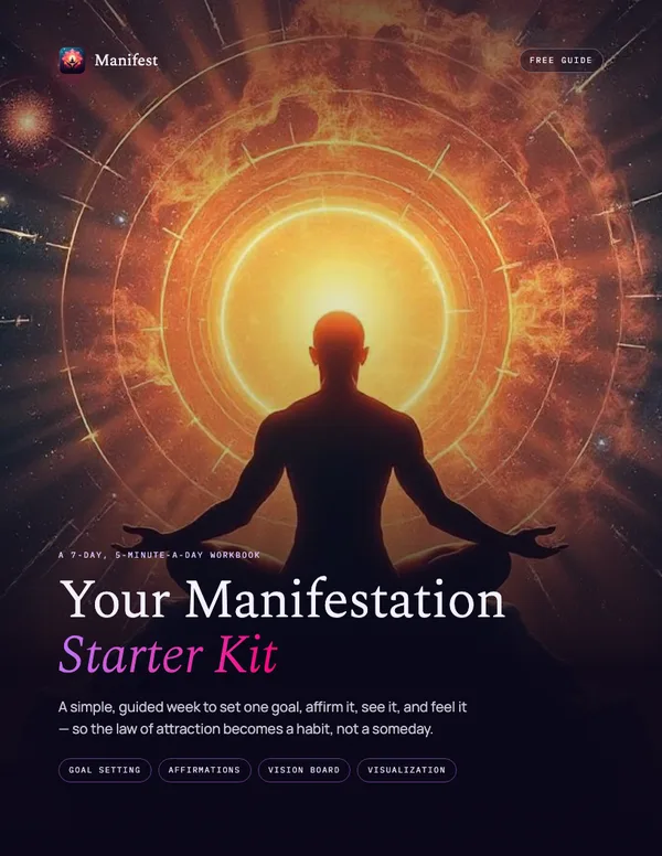 Cover of the free guide Your Manifestation Starter Kit from The Manifest App