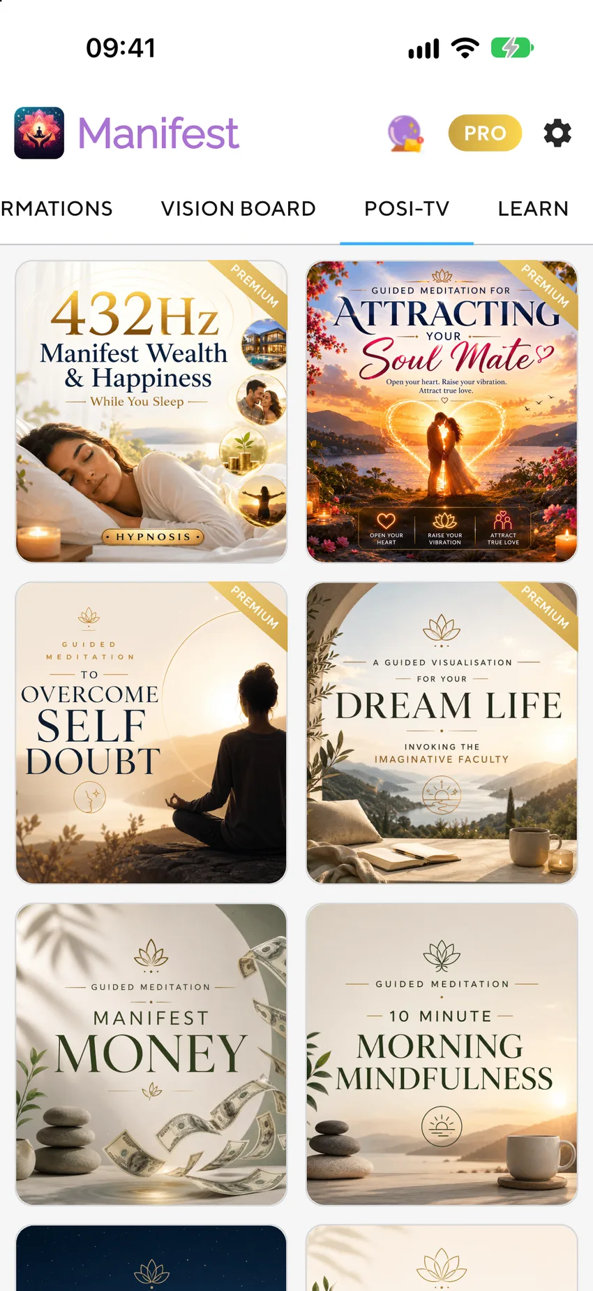 Guided visualizations and meditations for money and abundance in The Manifest App